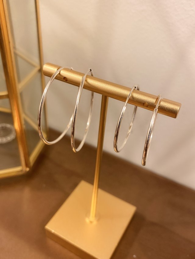 E1149 經典極簡細管純銀大耳圈