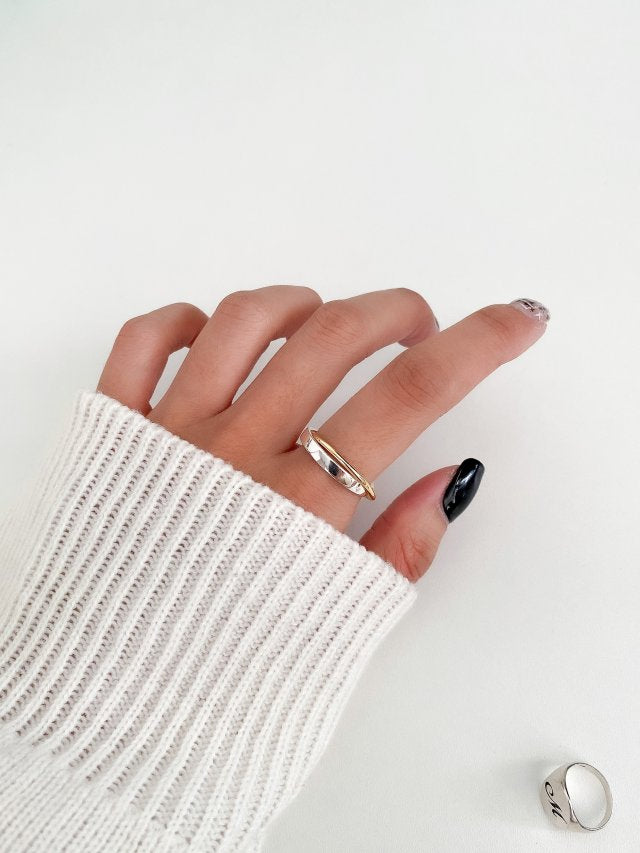 R1237 Gold & Silver Intertwined Sterling Silver Ring