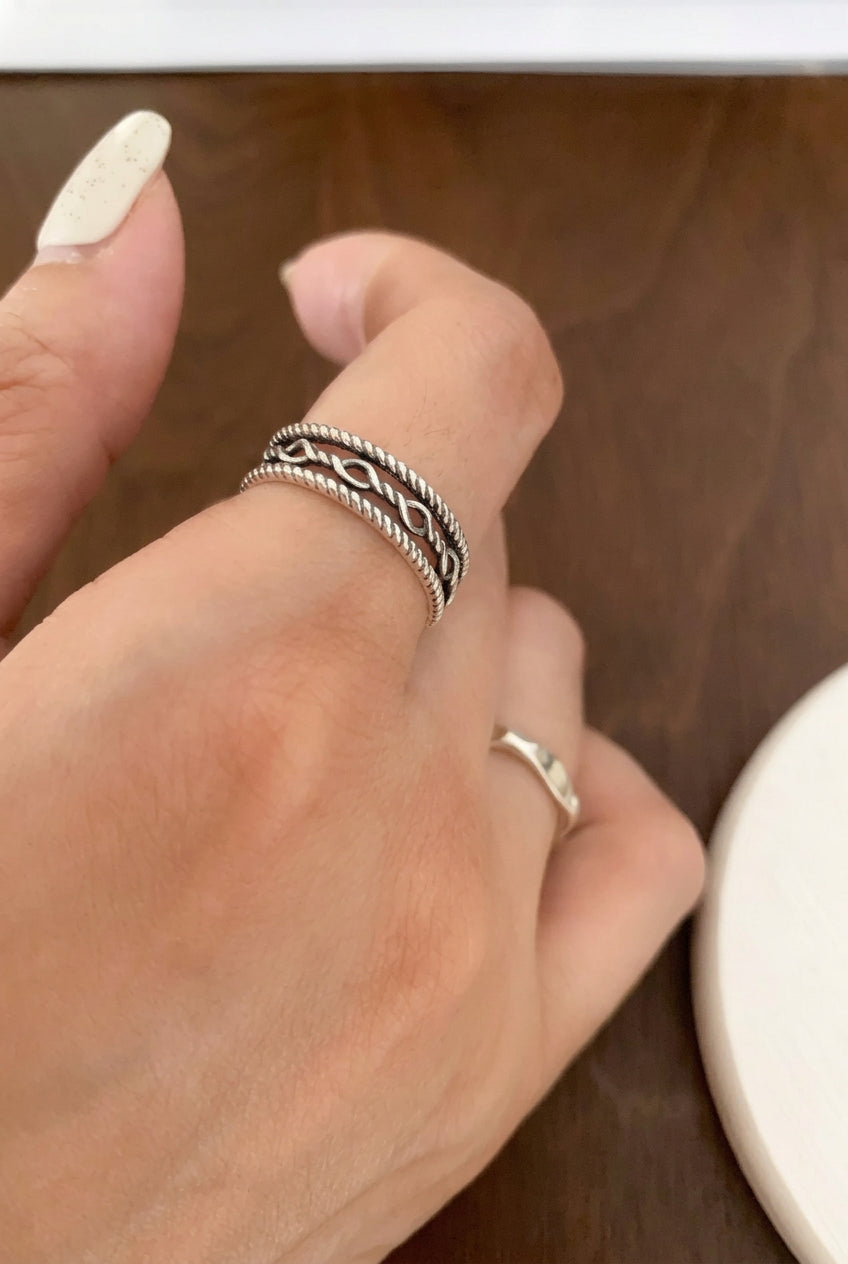 R1333 Three-Layer Braided Sterling Silver Ring