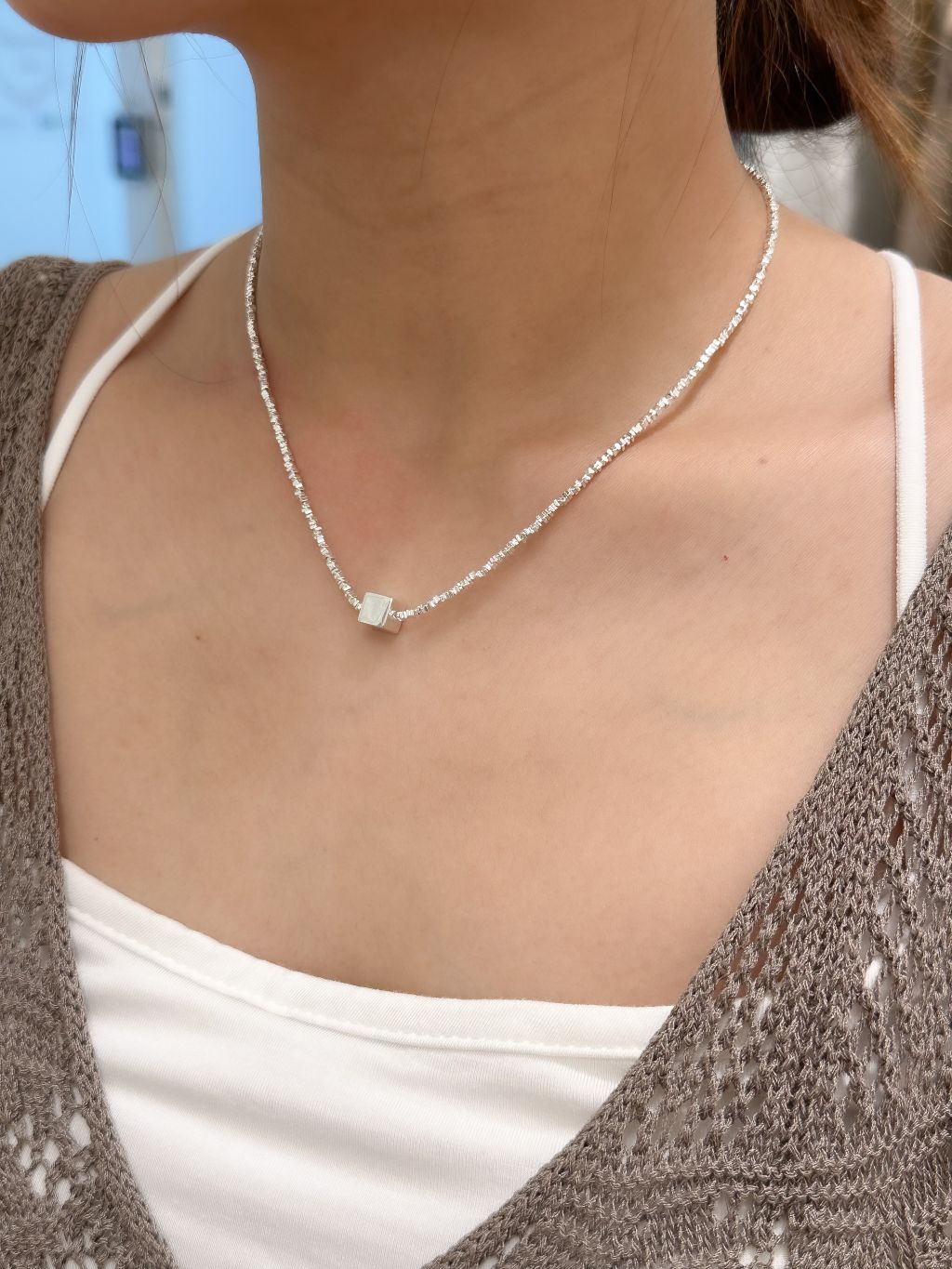 N1168/N1169 Crushed Silver Necklace
