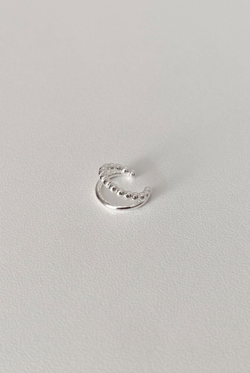 E1278 Double-Layer Smooth Sterling Silver Ear Cuff