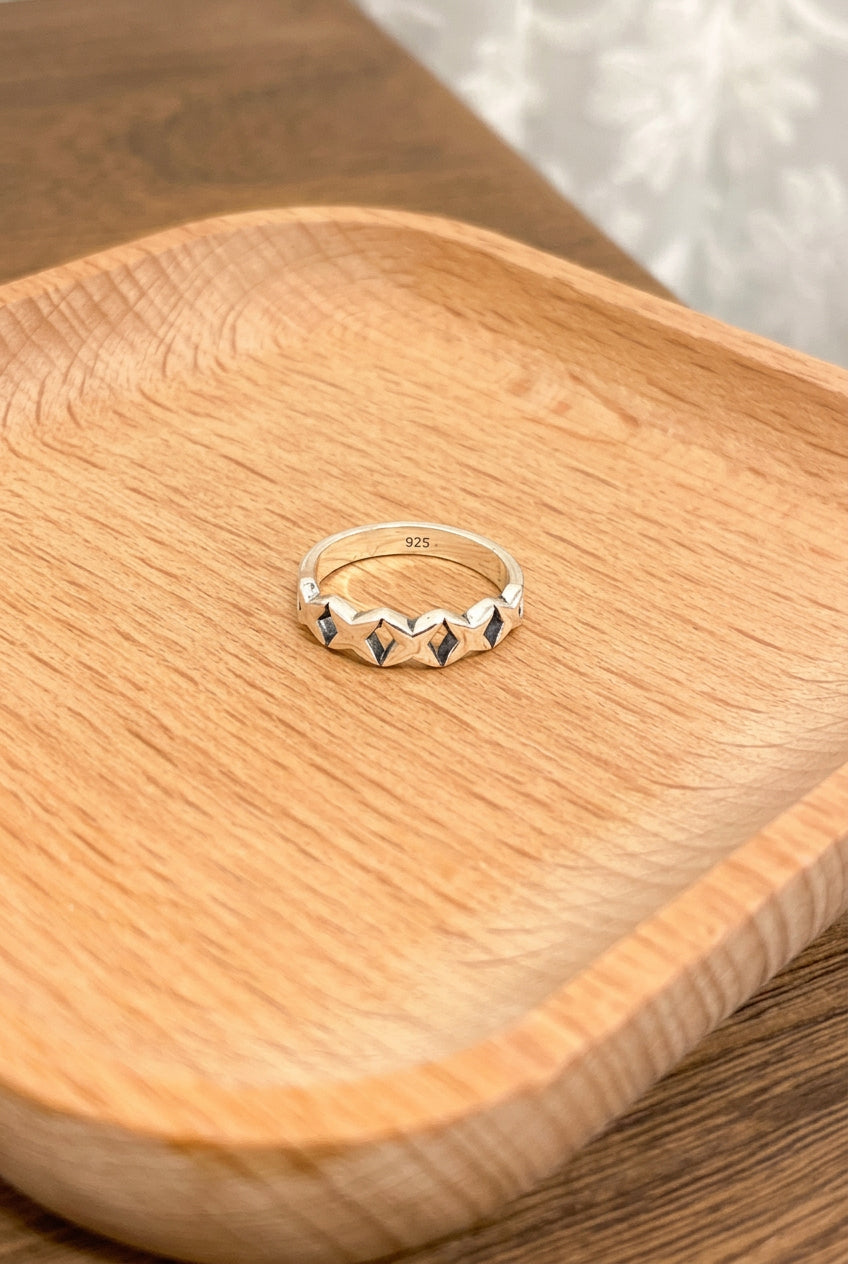 R1426 Geometric Rhombus Sterling Silver Ring