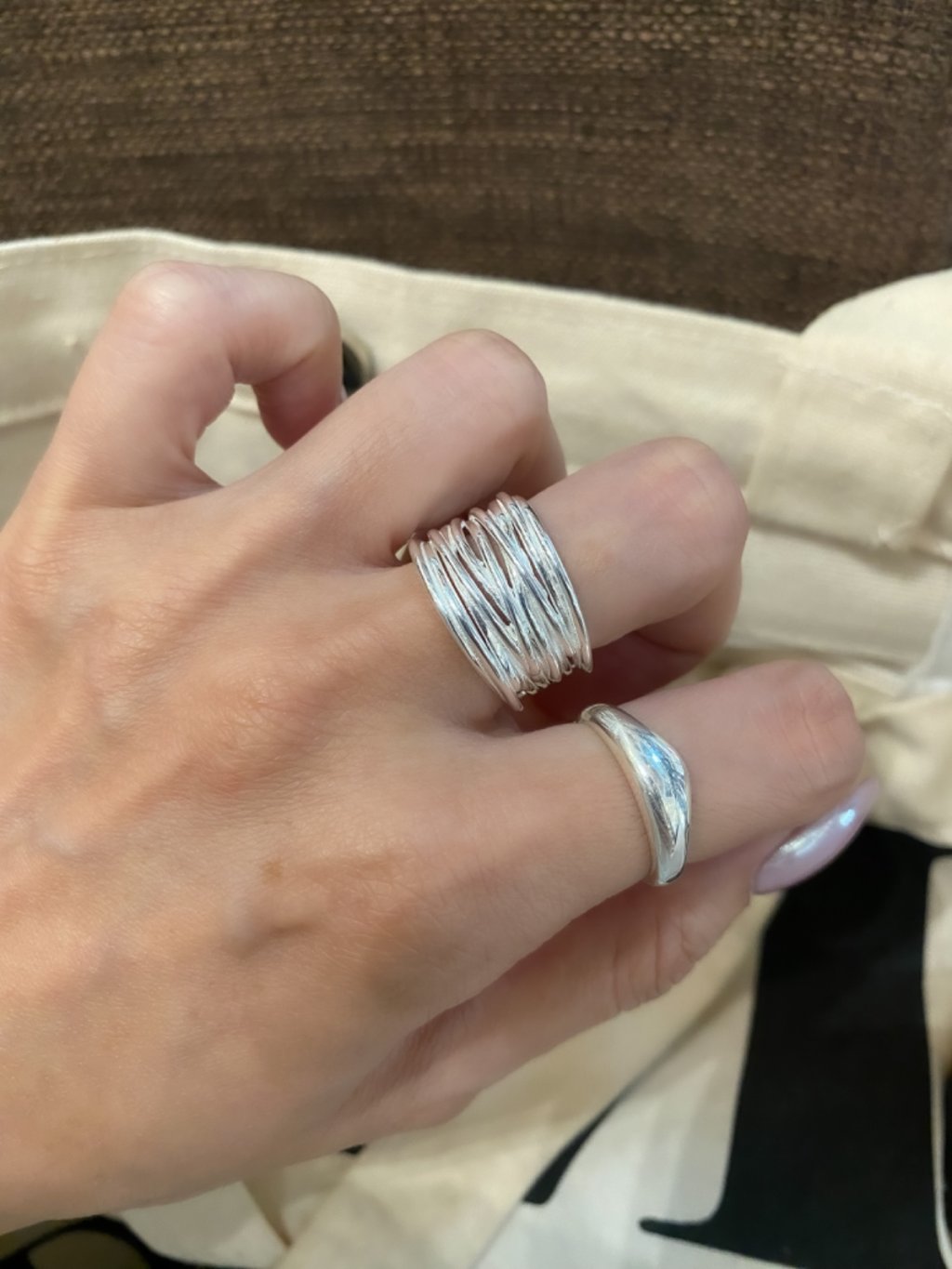 R1482 Stacked Line Thick Ring