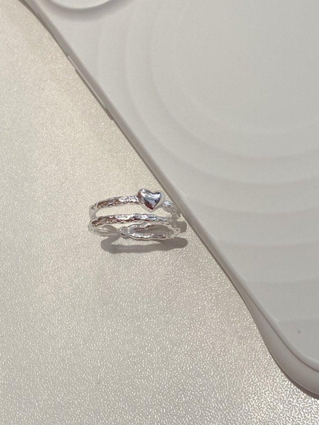 R1538 Double Heart Open Sterling Silver Ring
