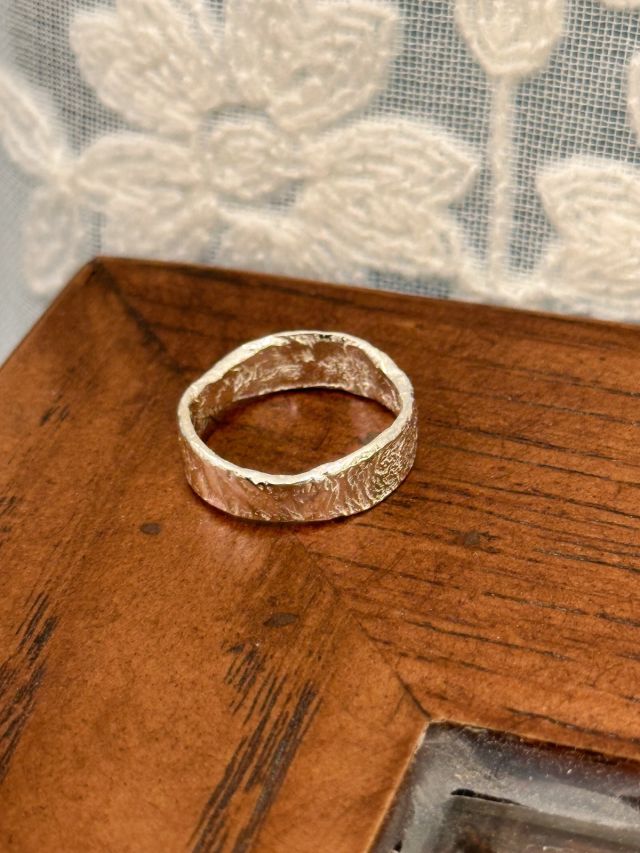 R1597 Rugged Sand-Texture Sterling Silver Ring