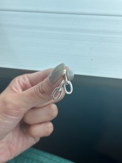 E1405 雙環扣鎖鏈純銀耳環