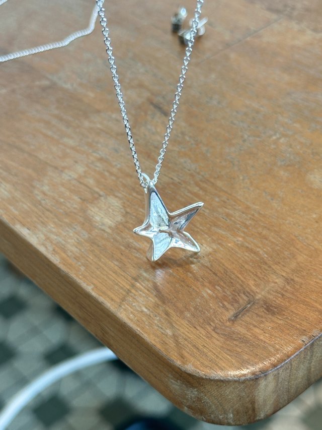 N1271 立體光面星芒純銀長項鏈