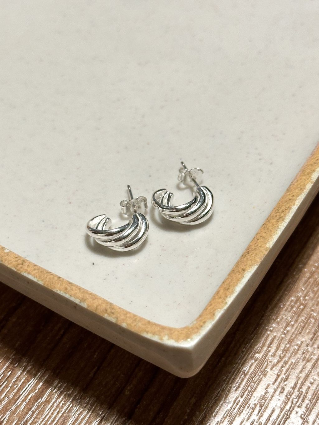 E1422 Slanted Smooth Earrings