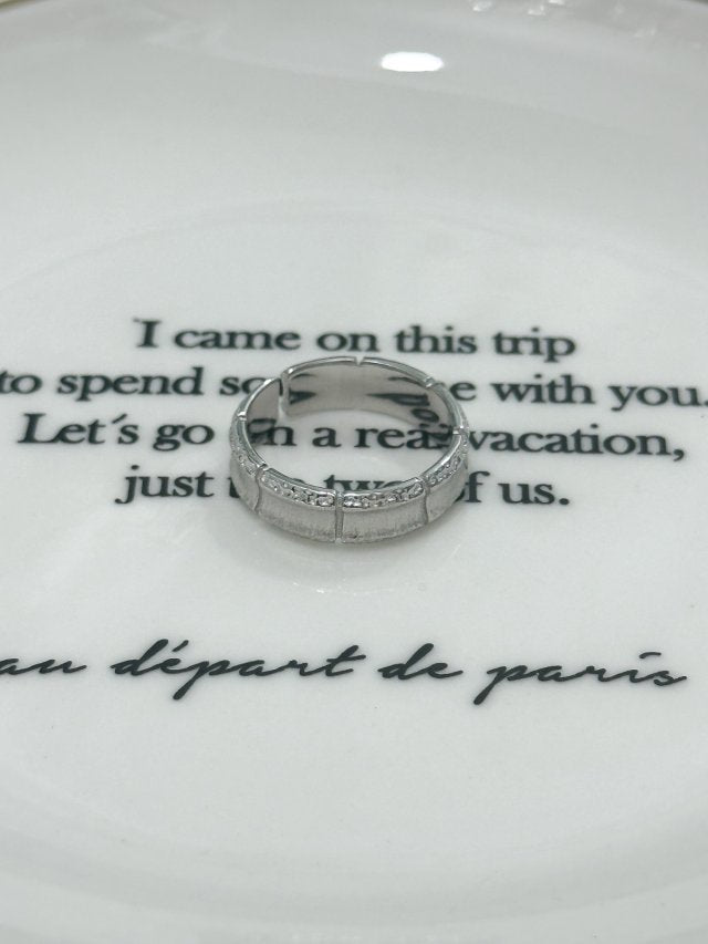 R1649 Matte Brushed Cubic Zirconia Sterling Silver Ring