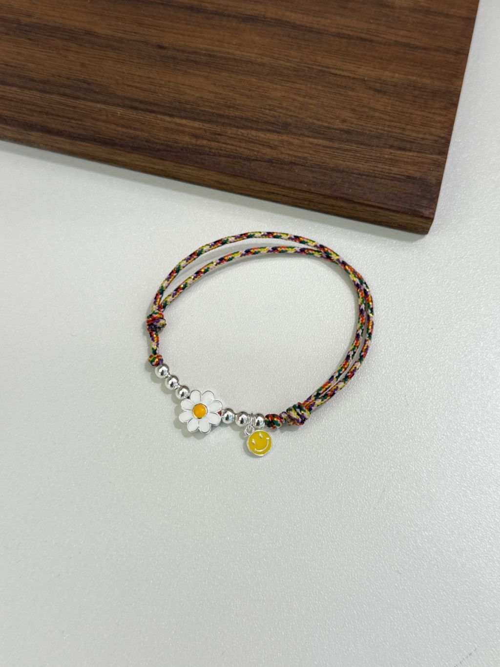 B1504 Chrysanthemum Smiley Colorful Cord Bracelet