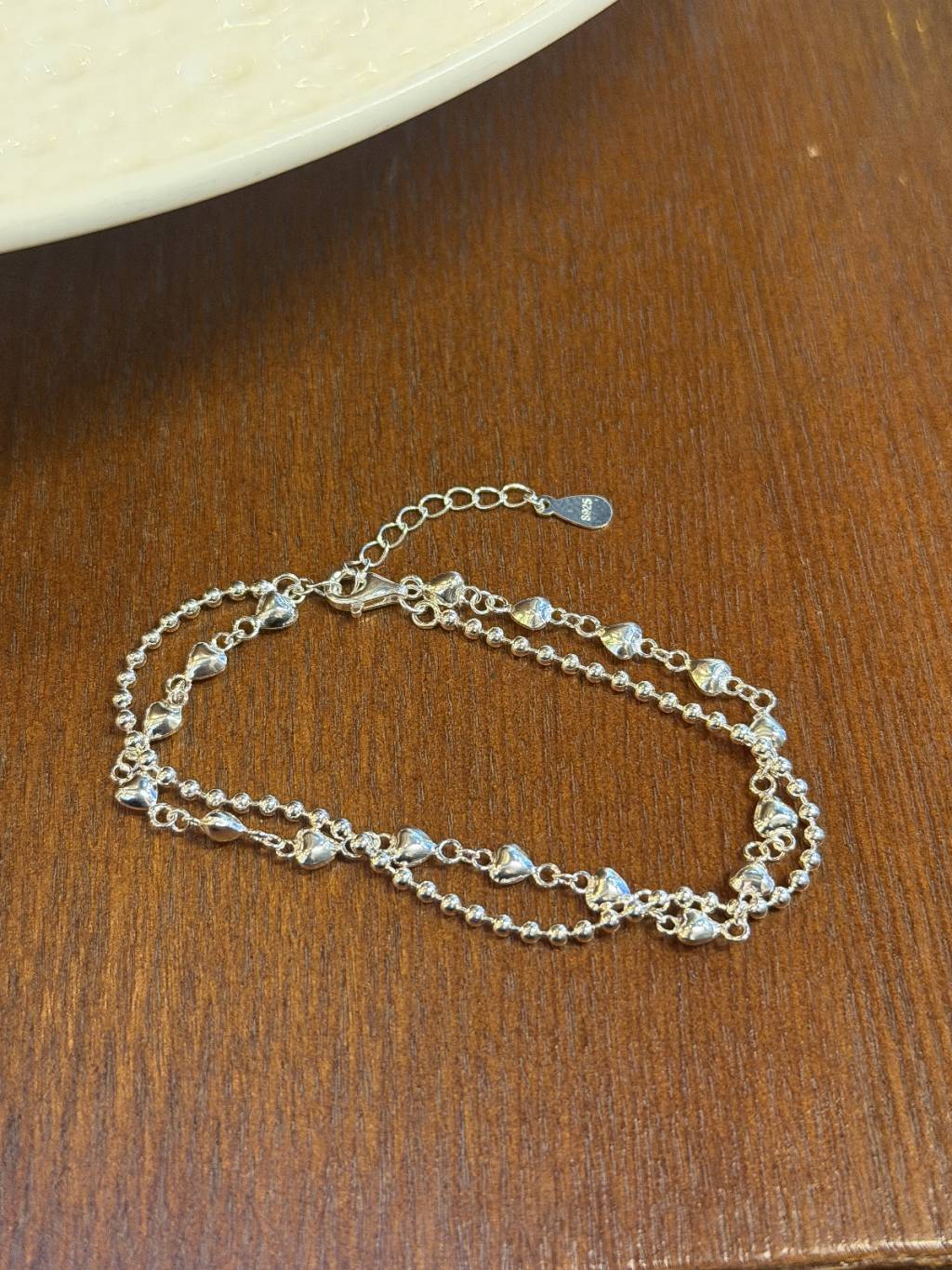 B1534 双链珠珠爱心手链