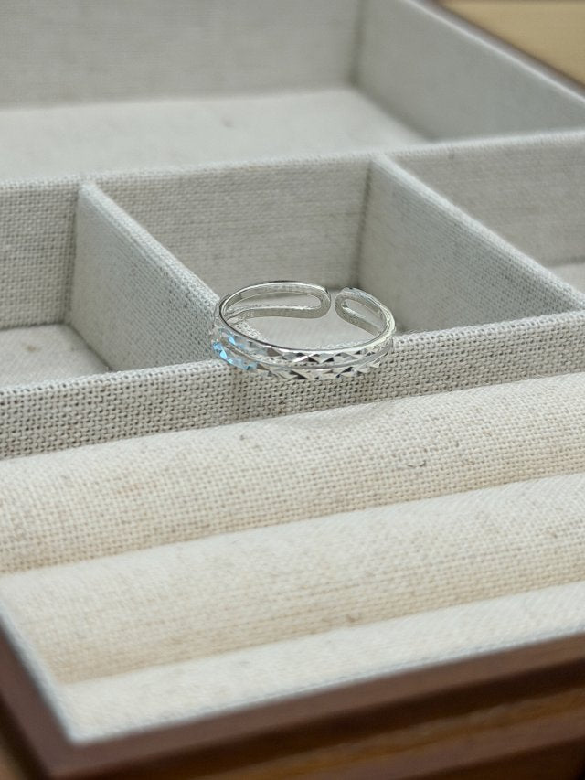 R1757 Sparkling Double-Layer Sterling Silver Ring