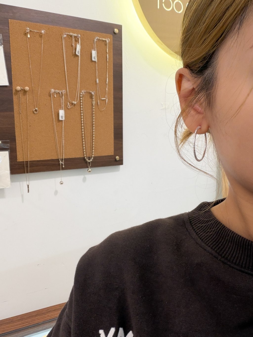 E1479 3cm Cut-out Glitter Hoop Earrings