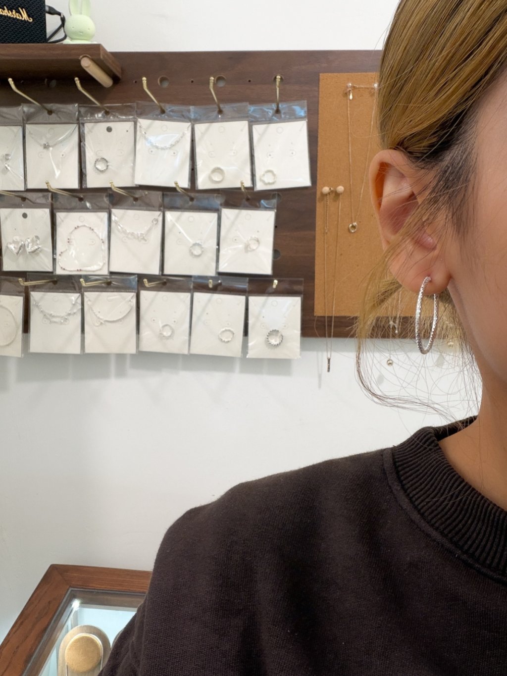 E1479 3cm Cut-out Glitter Hoop Earrings