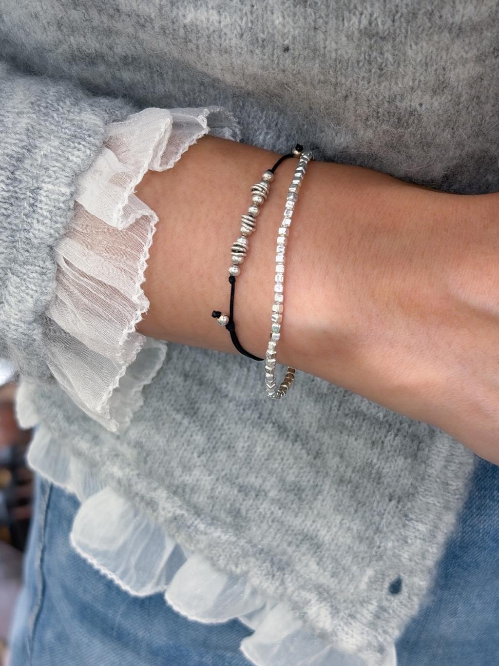 B1564 1.8mm Square Ice Cube Bead Elastic Bracelet