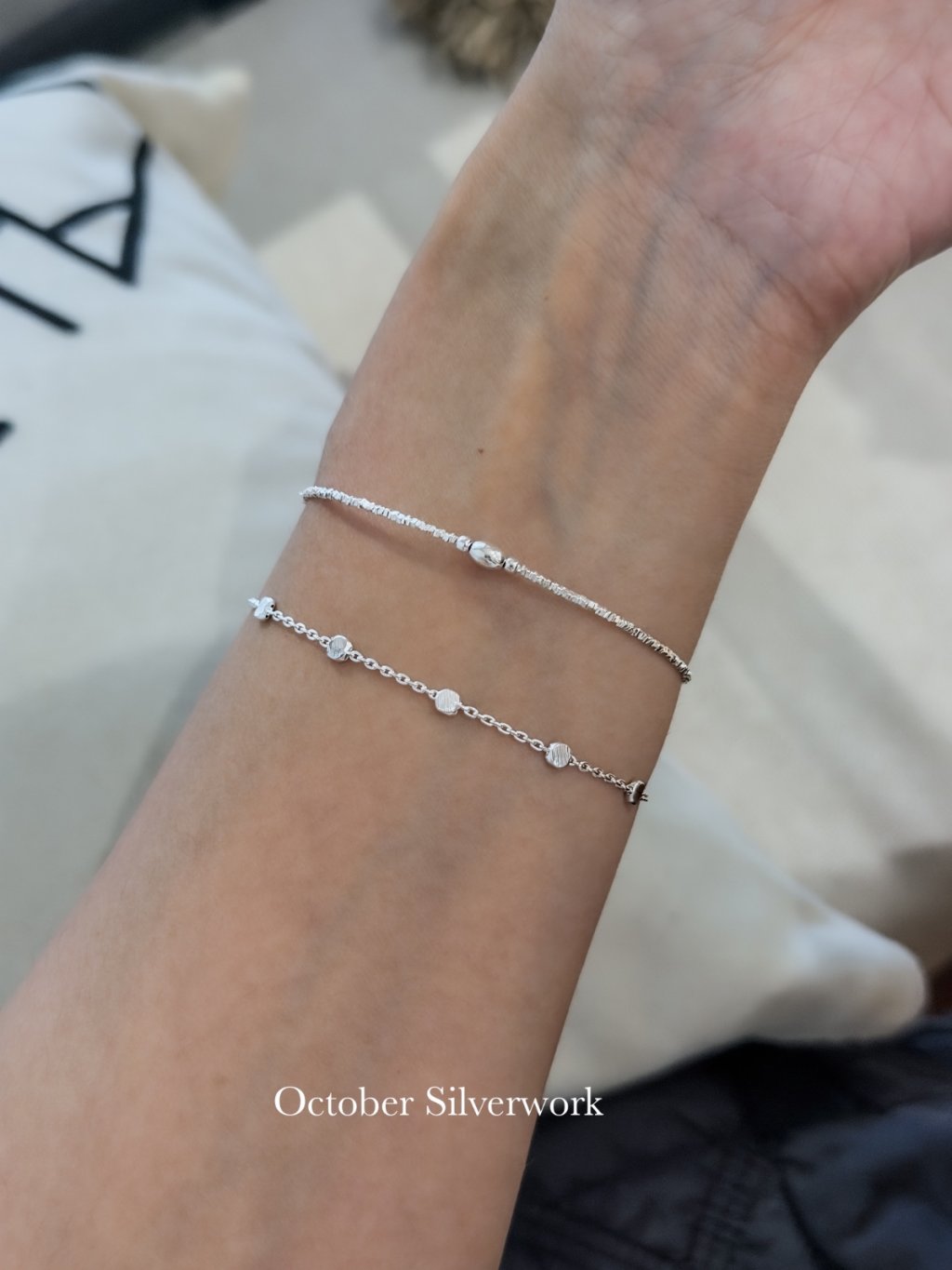 B1578 Super Fine Crushed Silver Bead Bracelet