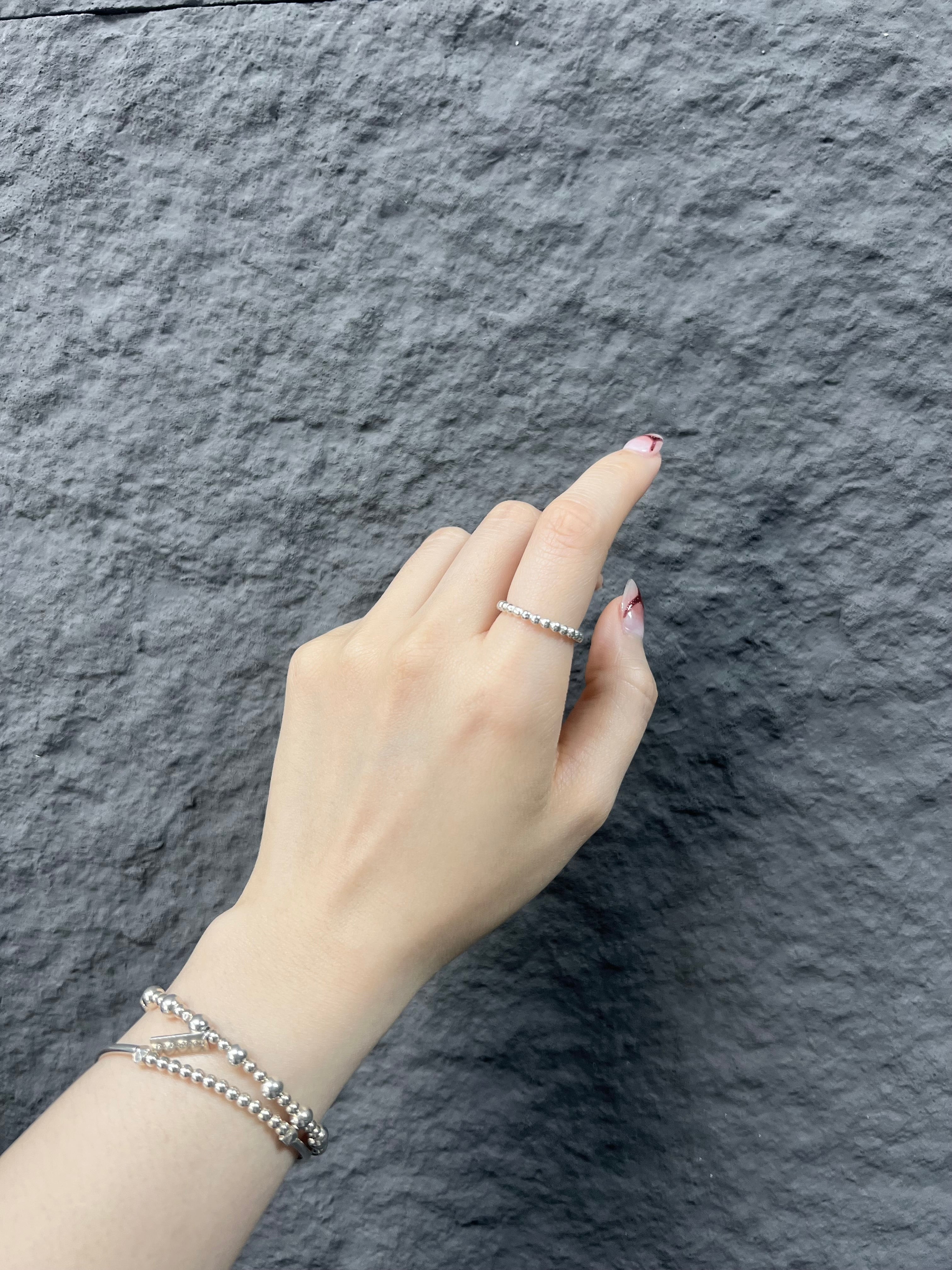 R1230 Classic Polished Silver Bead Sterling Silver Ring