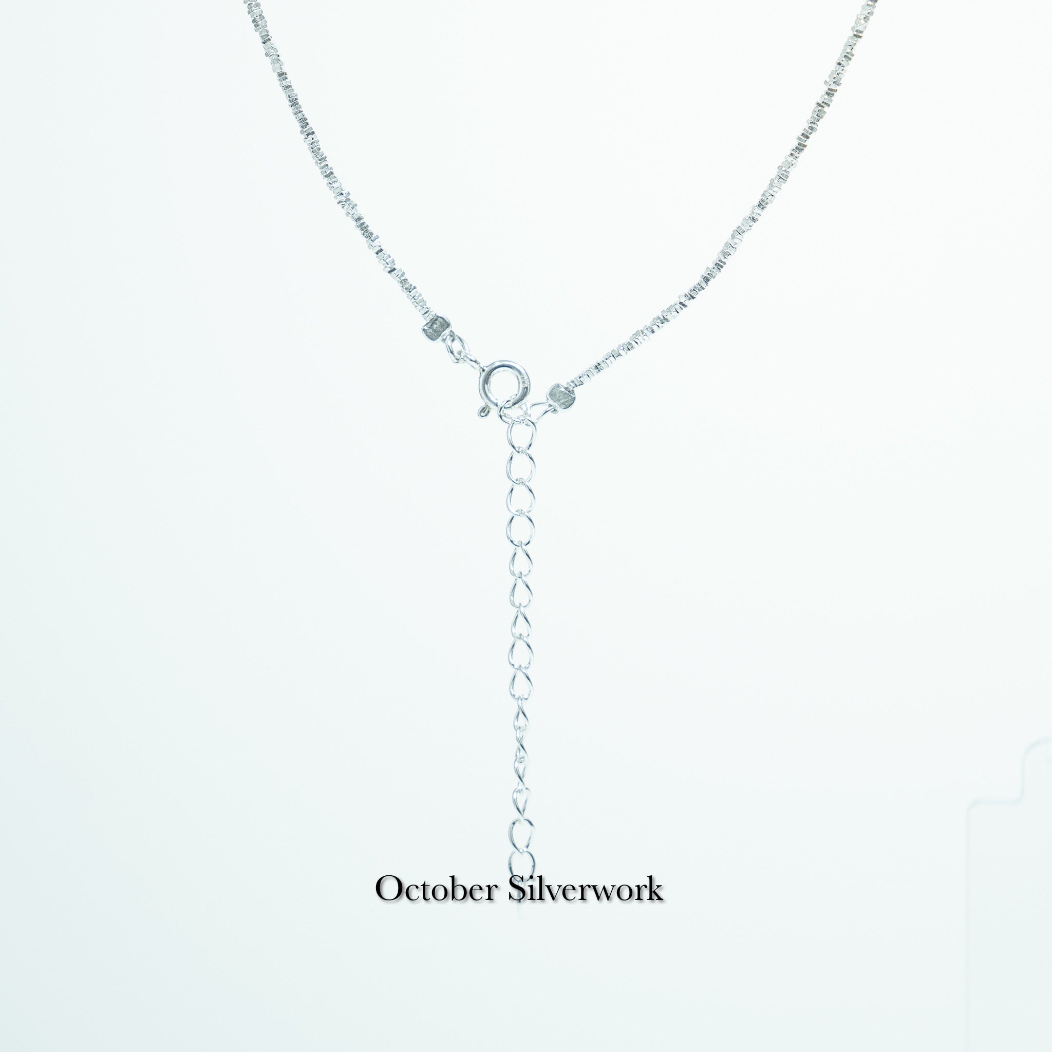 N1361 Laser Cut Ball & Crushed Silver Necklace