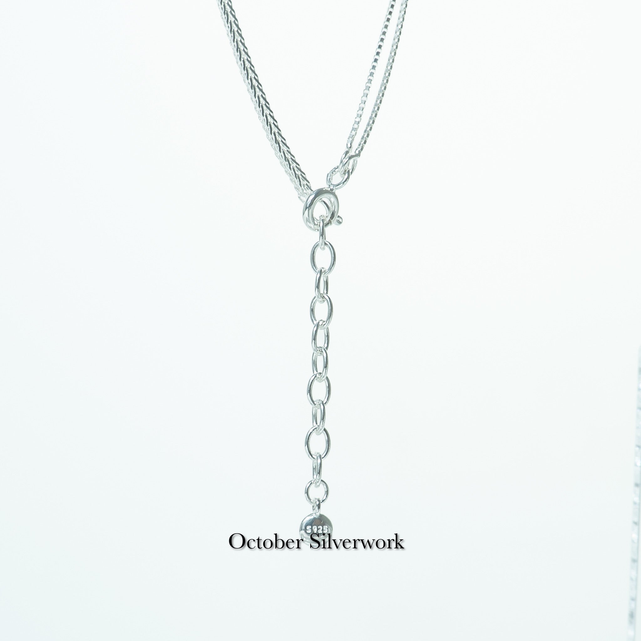 N1363 Braided Chain and Box Chain Necklace