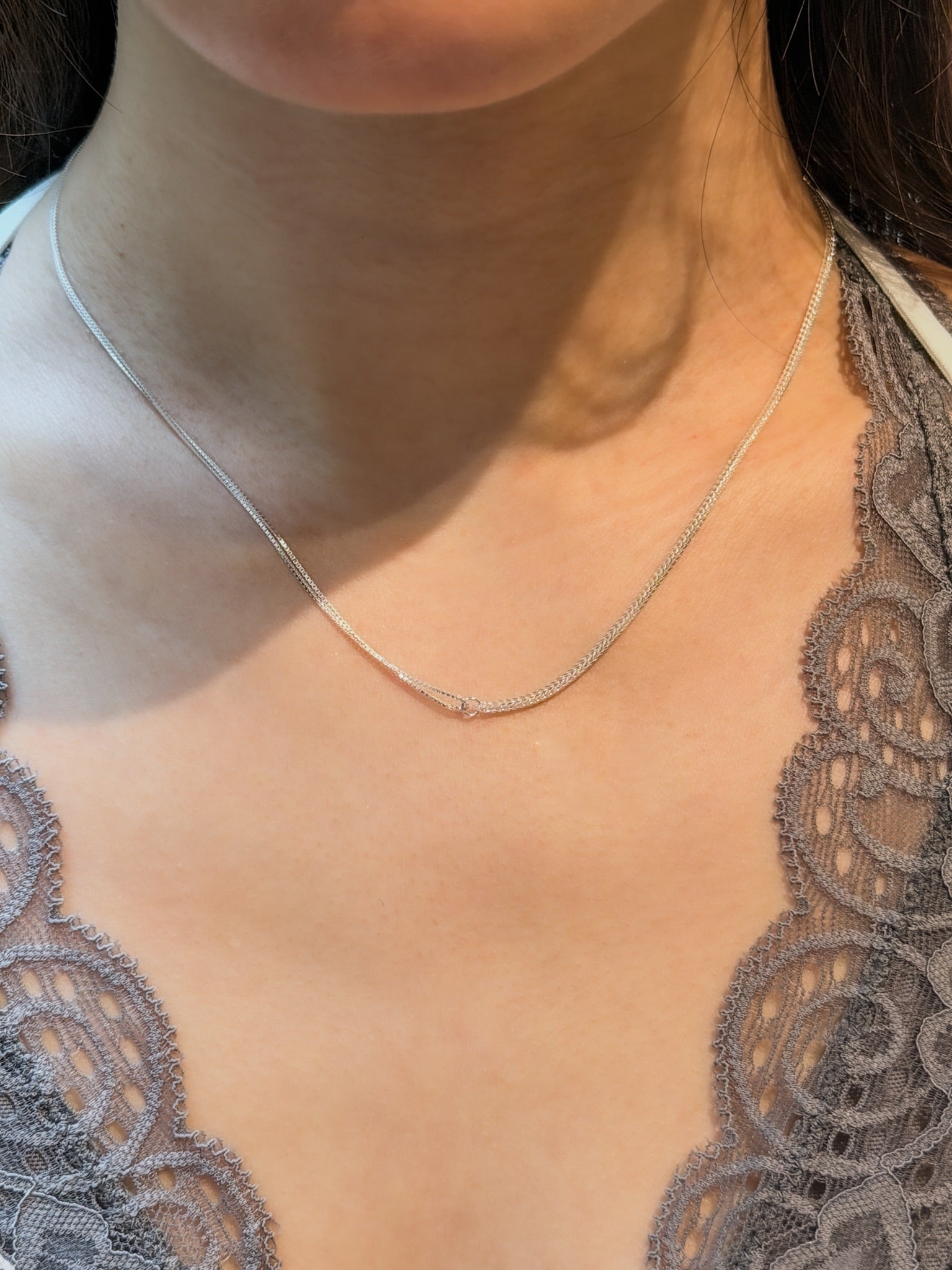 N1363 Braided Chain and Box Chain Necklace