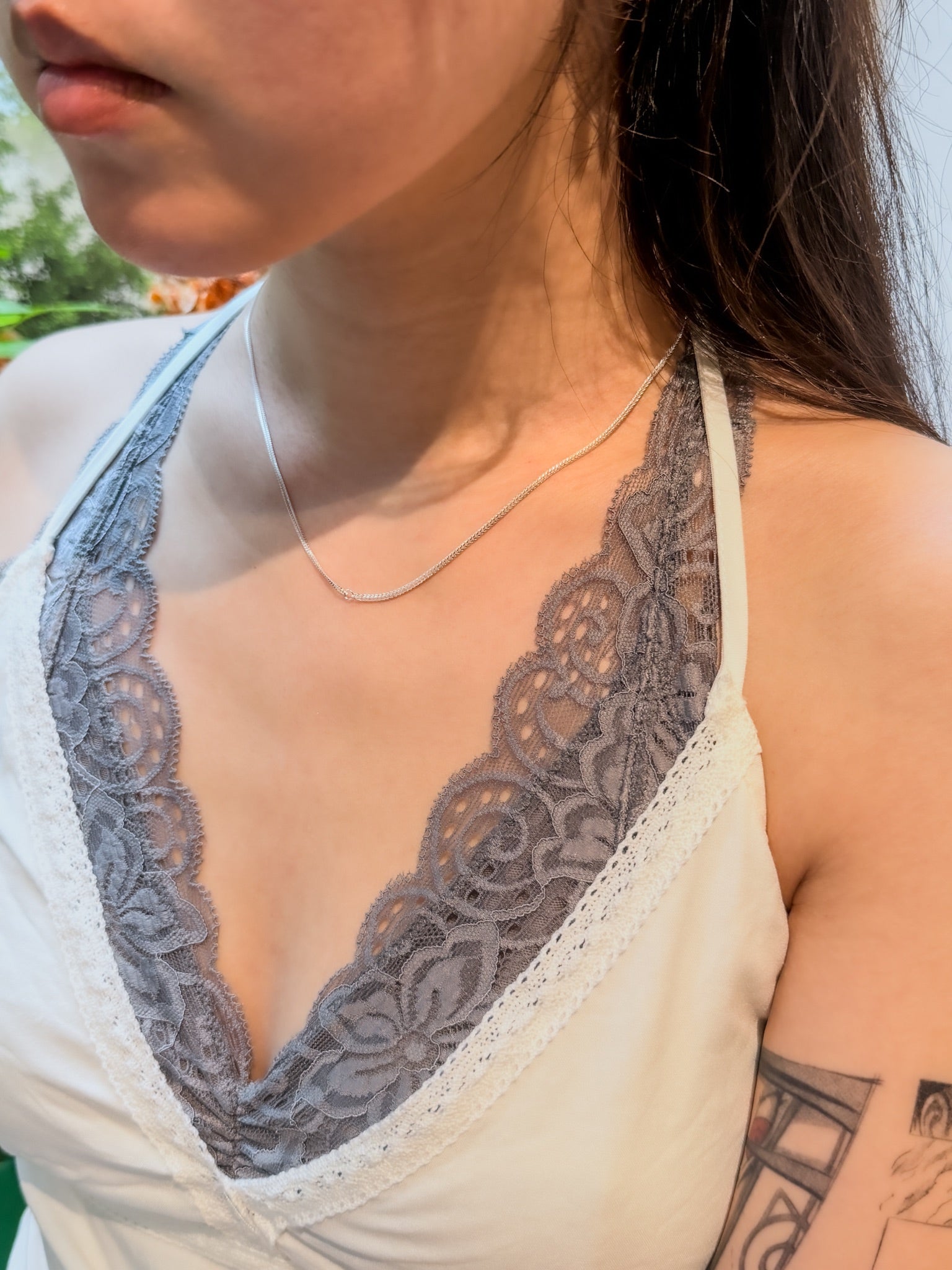 N1363 Braided Chain and Box Chain Necklace