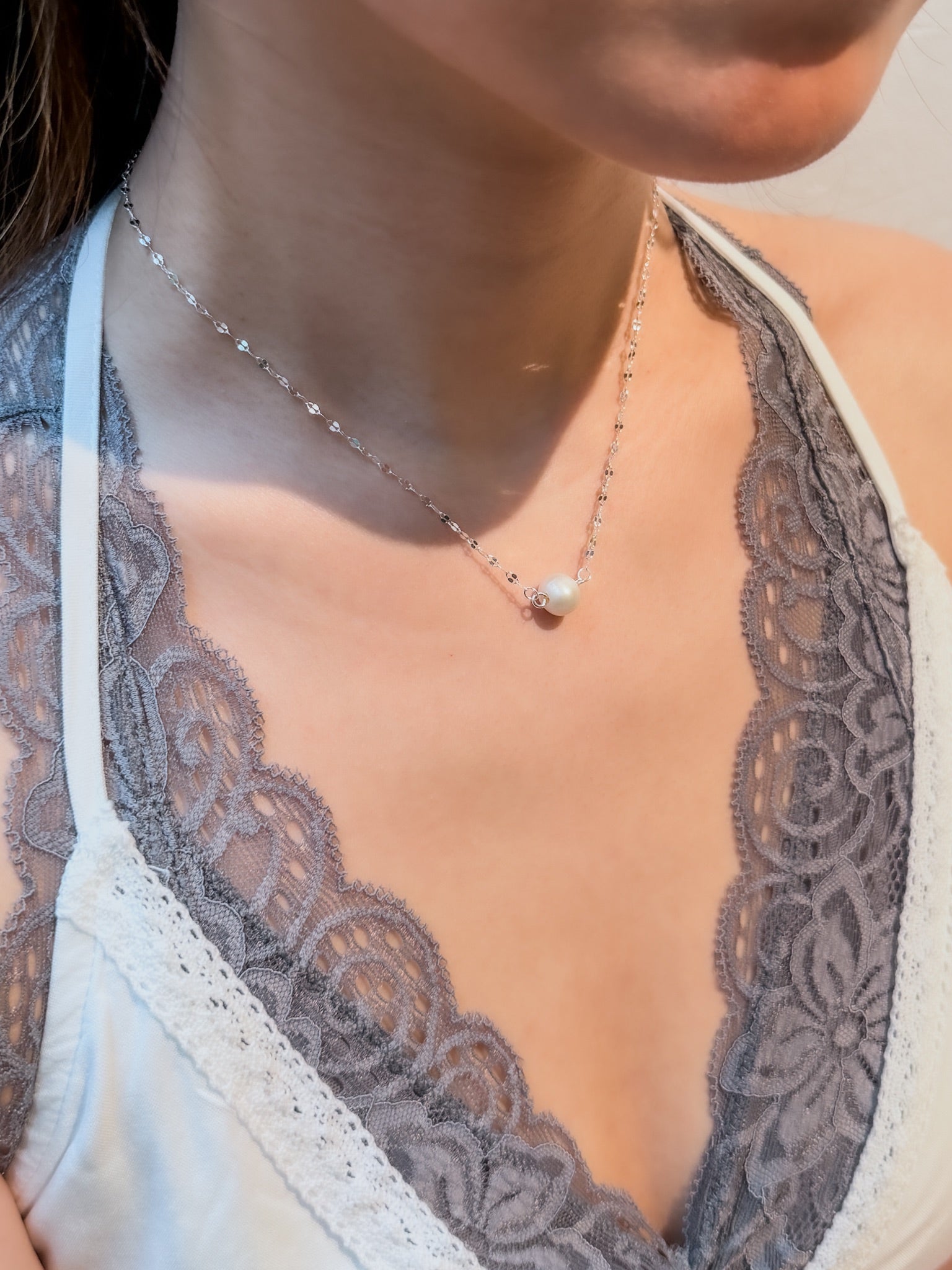 N1364 Natural Pearl Petal Necklace