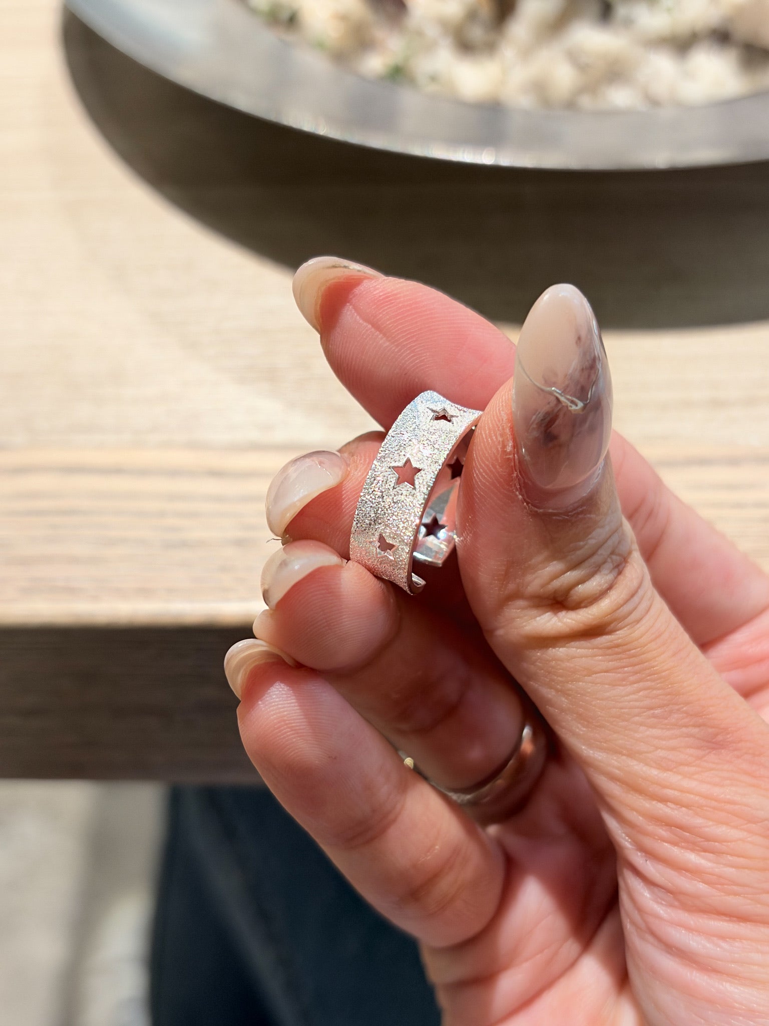 R1806 Frosted Hollow Star Ring