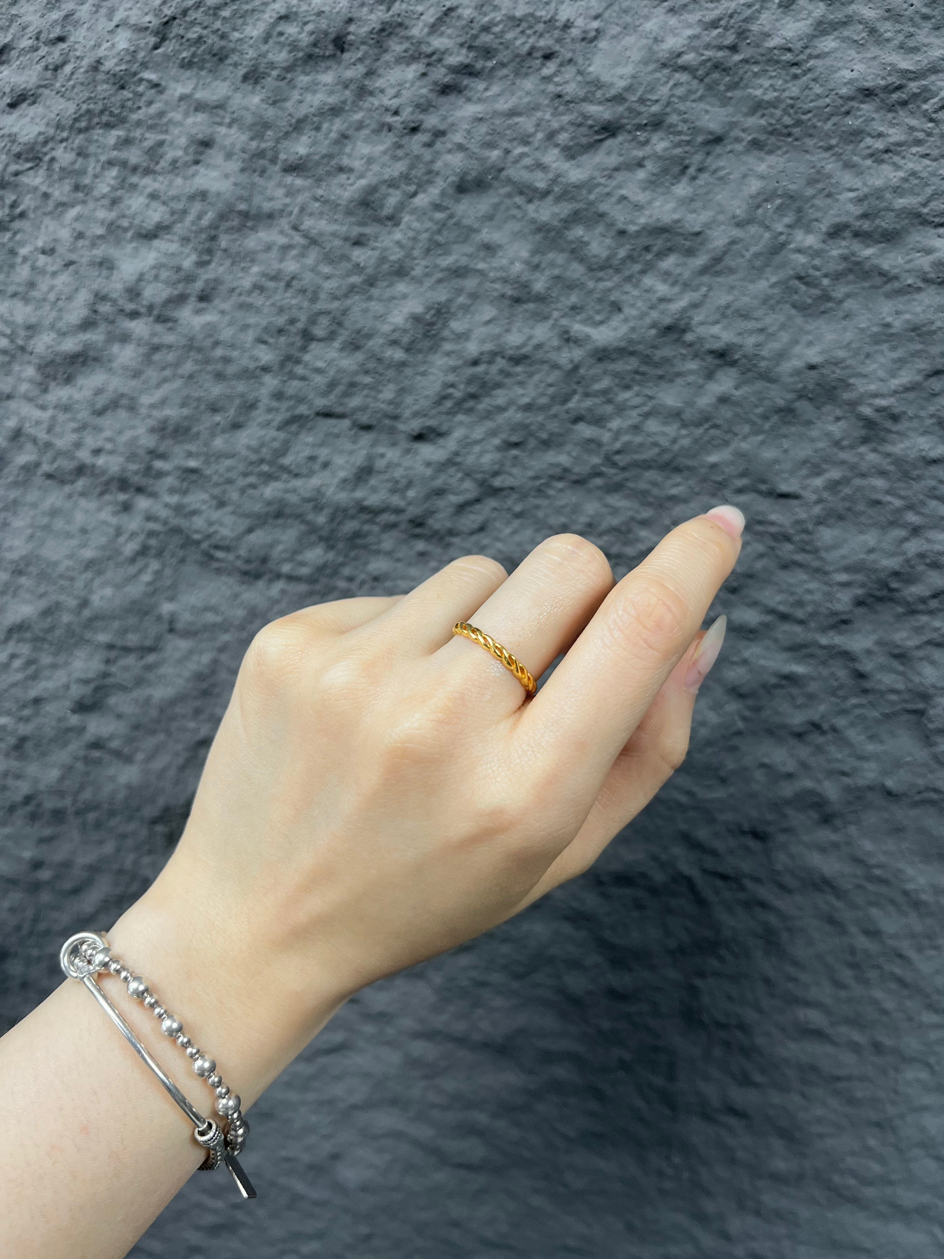 R1258 Gold-Plated Sterling Silver Twisted Open Ring