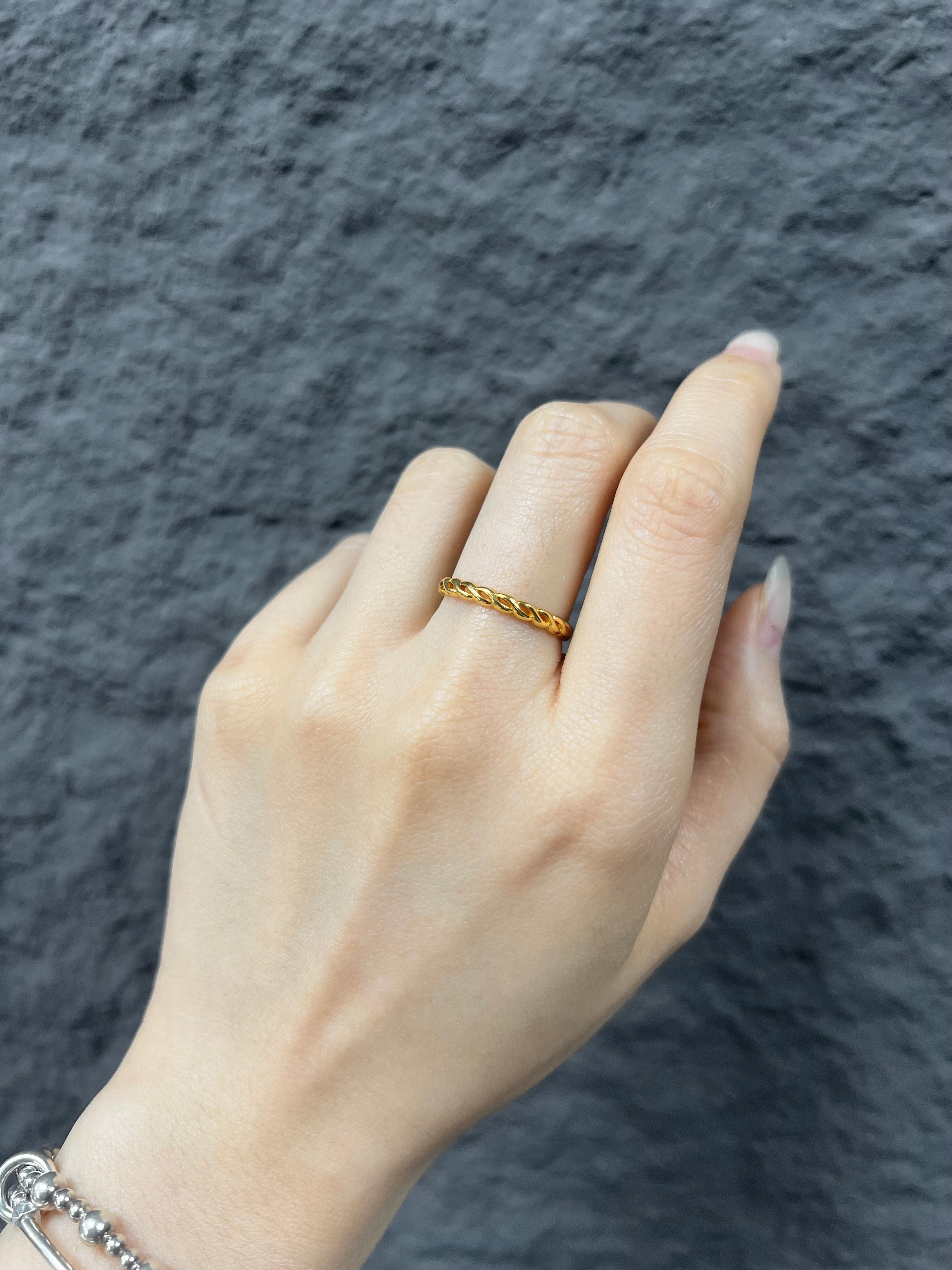 R1258 Gold-Plated Sterling Silver Twisted Open Ring