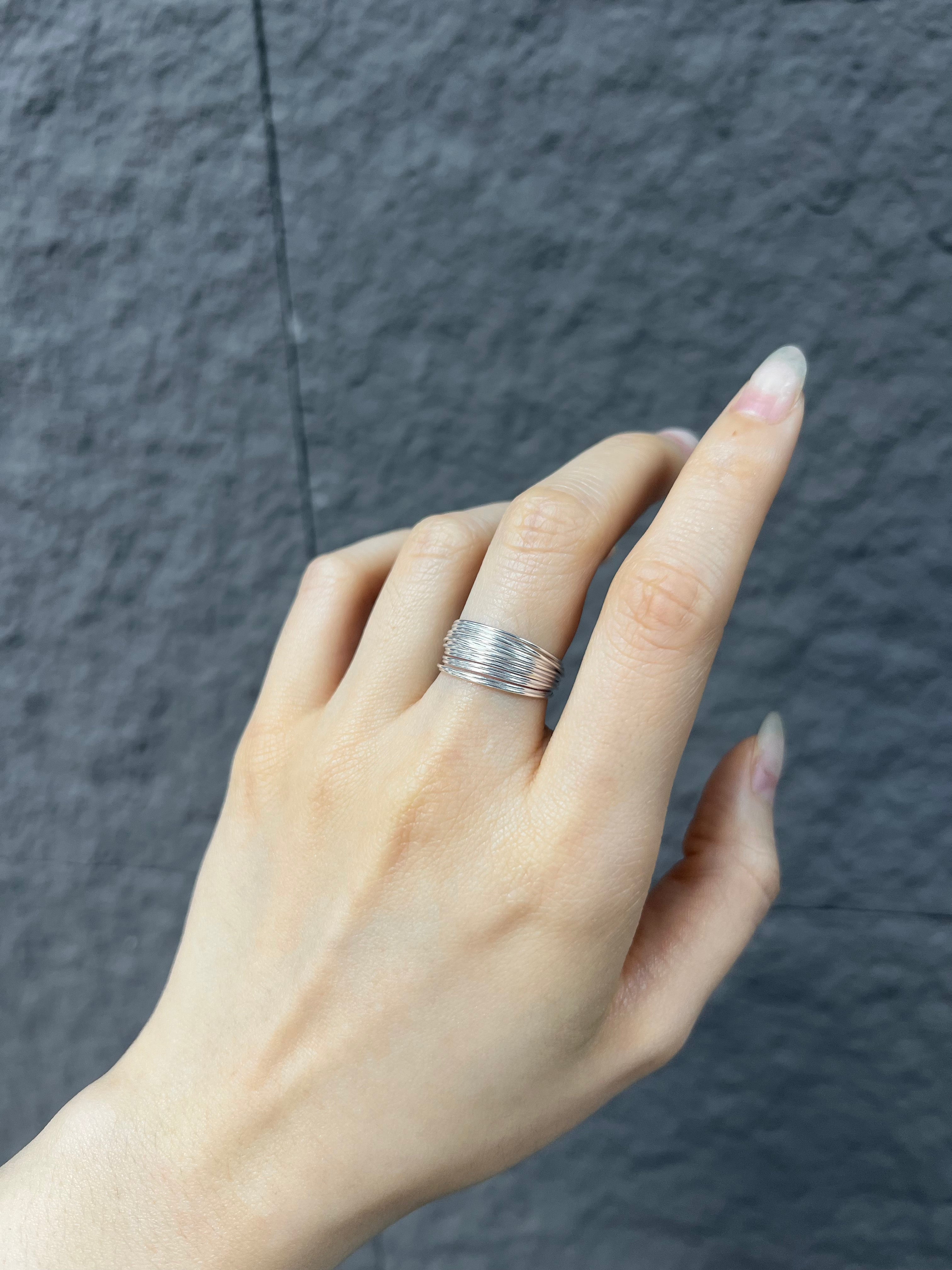 R1507 Multi-layered Matte Brushed Sterling Silver Ring
